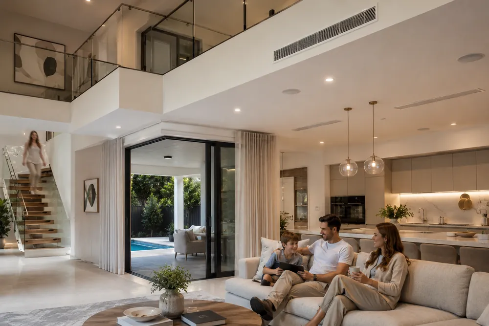 Ducted reverse cycle system delivering whole-home comfort
