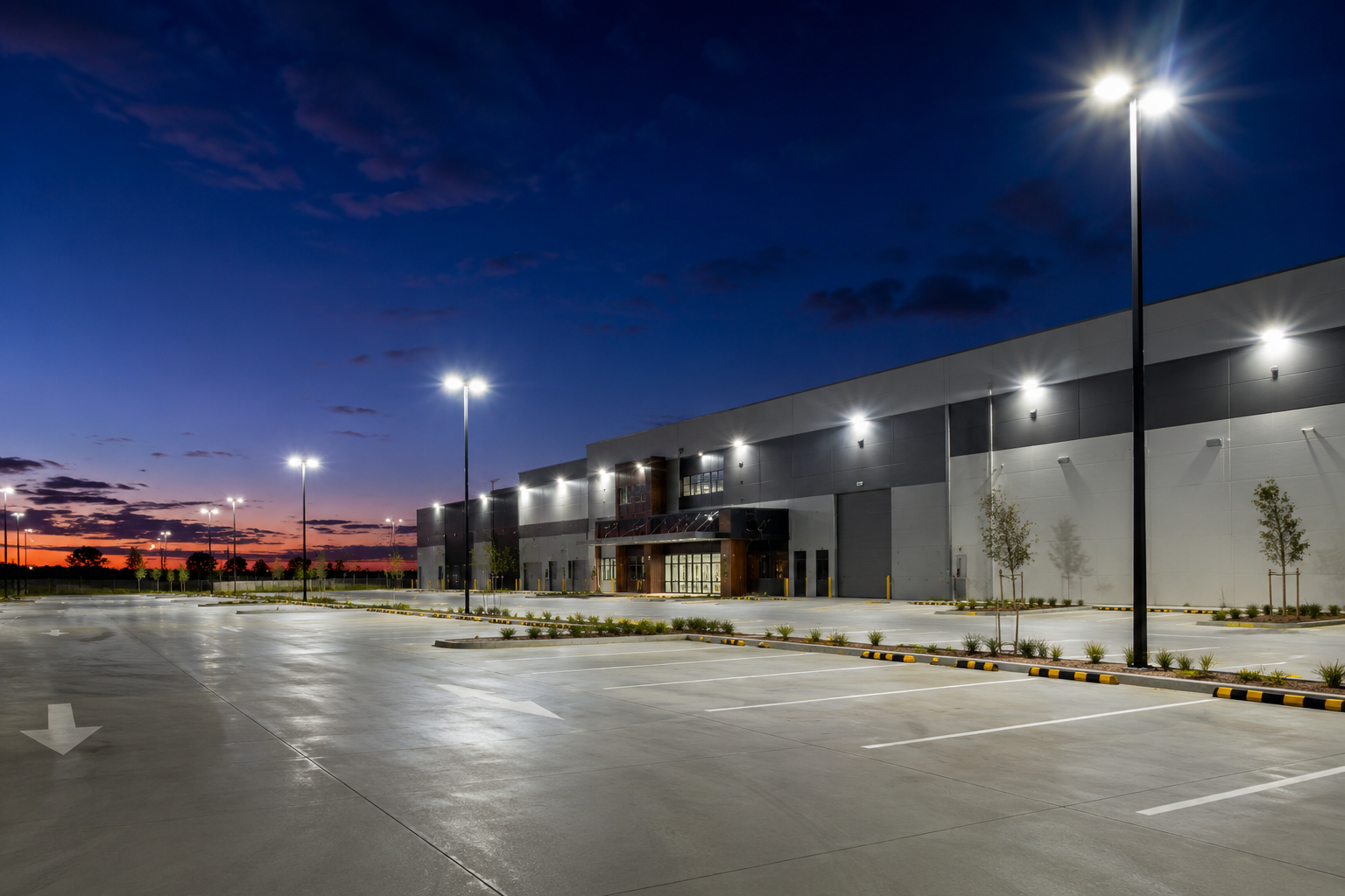 Commercial LED lighting upgrade in warehouse and carpark