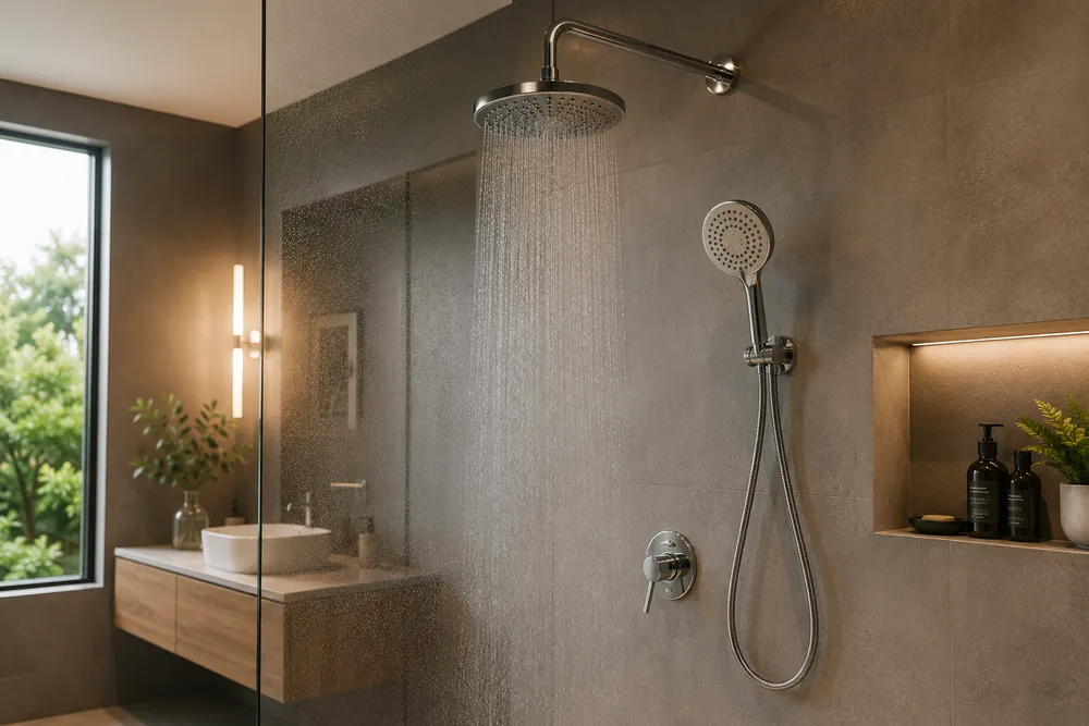 Square designer water-efficient shower head