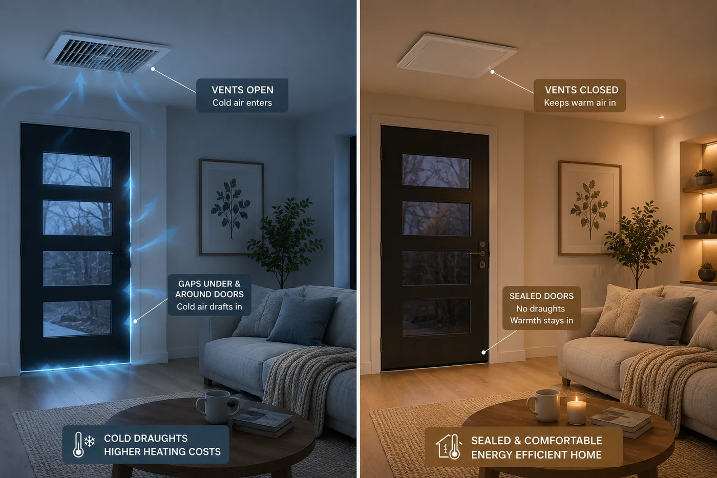 A warmer, more comfortable room after sealing the exhaust fan
